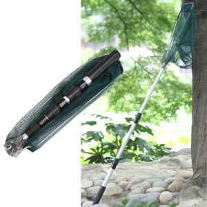 150190cm 개폐식 착륙 낚시 그물 스테인레스 스틸 텔레스코픽 잉어 플라이 낚시를위한 접이식 바다 메쉬 브