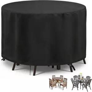 POMER 방수 원형 파티오 야외 테이블 커버 바 높이 및 의자 톨 가구 세트(48인치 D x 28인치 H)