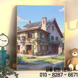 YL 15113 DIY 디지털 유화 푸른 하늘 흰 구름 코티지 오일 페인트 색상 손으로 그린 벽화