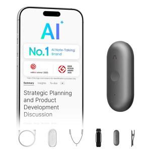 Plaud NotePin S AI 음성 녹음기 웨어러블 노트테이커 전사 요약 112개 언어 지원 64GB 메모리 4개 액세서리로 회의 인터뷰용 오디오