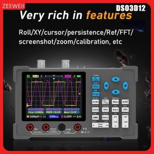 ZEEWEII DSO3D12 3-In-1 신호 발생기 120M 대역폭 듀얼 채널 멀티미터, 250MSaS 샘플링 속도 오실로스코프,