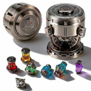 2026 DND 주사위 세트 연금술사 u2019s 메탈릭 엘릭서 메탈 - 빈티지 샬리스 케이스 상자에 담긴 7피스 RPG MTG 컬렉션 D&D 공상과학 전쟁 또는 범죄 테마 테이블탑 게임(아이언 레드)