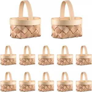 미니 우븐 바구니 12개 소형 나무 등나무 피크닉 파티 답례품/사탕/초콜릿 장식용 작은 걸이 공예품