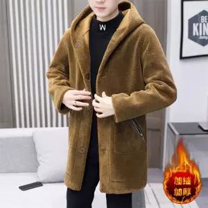롱후리스 자켓 양털 남자 가죽 후리스 롱 집업