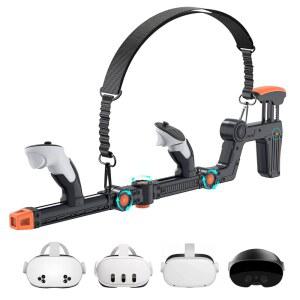 메타 퀘스트 2/3/3/3S /Pro와 호환 Rechale VR 건스톡 어깨끈 조절가능 FPS 게이밍 컨트롤러 악세사리 빠른 자석 부착 치크 패드 몰입형 스톡 라이플 게임플레이 - 블랙