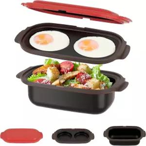 전자레인지 쿠커 그릴 팬 3개 야채 굽기 샌드위치 고기 빠르고 한 식사를 위한 논스틱 조리기구 뚜껑 포함