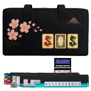 딜줌 아메리칸 마작 세트 166개의 타일이 있는 랙 푸셔가 지침서 주사위 칩 바람 표시기 액세서리가 포함된 가방(드래곤 블룸)