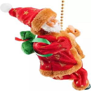 크리스마스 장식 산타 노래 장식품(갈색 등반 트리 피규어 구슬 걸이 올라갑니다 뮤지컬 플러시 위를