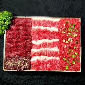 한우 뭉티기 세트 차돌사시미 육회 생고기삼총사470g 육사시미 생차돌 [새롬한우]