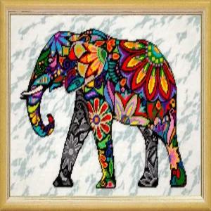 Brvsk 꽃의 코끼리. 크로스 스티치 및 니들포인트 키트. 크기 19.75인치 × 31.5인치. 고급 유럽 품질 선물