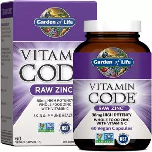 가든 오브 라이프 아연 보충제 30mg 고효능 원아연 및 비타민 C 멀티 미네랄 코드 미량 피부 면역 지원을