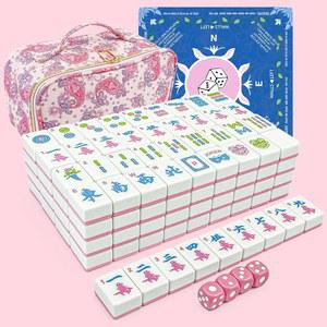 가르투 아메리칸 마작 타일 세트 166개의 분홍색 타일(1.2 u201D) 휴대용 가방 주사위 매트 귀여운 미니 타일이 포함된 가정용 야외용 여행용 완비 게임 애호가를 위한 선물