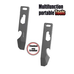 미니 티타늄 합금 크로우 바 EDC 휴대용 오픈 도구 병따개 박스 가제트 키 체인 펜던트