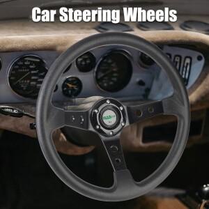 DIY 로고가 있는 14인치 PU 자동차 레이싱 스티어링 휠, 경주용 범용 드리프트 스포츠 휠