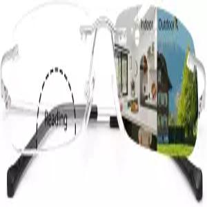 키소울 림리스 이중 초점 독서 안경 전환 포토크로믹 선글라스 블루 라이트 차단 티타늄 리더 남성 UV 여성