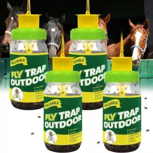 4팩 재사용 가능한 플라이 트랩 야외 병에 천연 파리 리필 벌레잡이 및 목장 헌터 곤충 기피제 킬러가