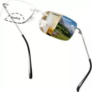 마이페이시 림리스 바이포칼 포토크로믹 리딩 글래스 안티 블루 라이트 티타늄 선글라스 트랜지션