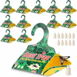 미소라 12팩 복숭아나무 보어 클리어윙 나방 트랩과 페로몬 미끼 - 복숭아나무를 위한 삼각형 걸이 스틱