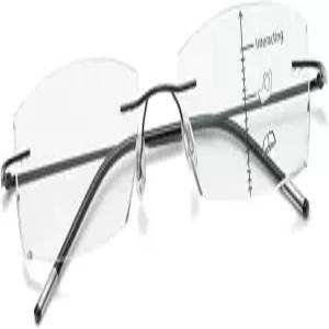 변색 멀티포커스 리딩 안경 남녀용 무테형 프로그레시브 트랜지션 선글라스 다이아몬드 컷 안티 블루