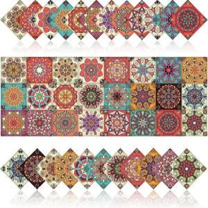 24팩 필 앤 스틱 백스플래시 타일 모로코 탈라베라 스티커 방수 탈착식 주방 욕실 세탁실 장식용 DIY 벽