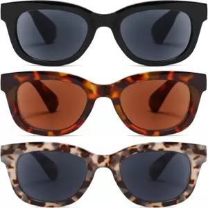 UV400 프로텍션 클래식 레트로 스타일 프레임을 갖춘 여성용 ZXYOO 3팩 리더 선글라스 야외 독서용