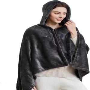 라일리사펙스 웨어러블 USB 온열 담요 숄 후드 휴대용 3 기어 7 히팅 존 무선 지퍼 던지기 여성 야외