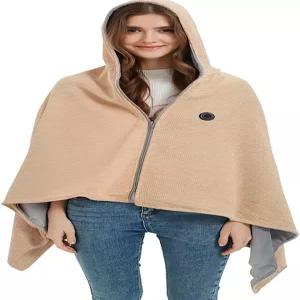 여성 남성용 온열 숄 랩 - 후드티가 달린 전기 담요 캠핑 낚시용 겨울 따뜻한 스카프