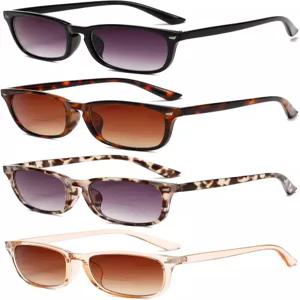 여성용 RLOZRN 4팩 이중 초점 독서 선글라스 - 클래식 레트로 아웃도어 리더 눈부심 방지 UV400 보호