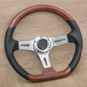 D형 스포츠 스티어링 휠 14인치 클래식 우드 스타일