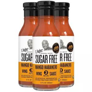 G 휴즈 슈가 프리 망고 하바네로 윙 소스 - 텐 핫 바비큐 고과당 설탕 없음 12온스 (3팩)