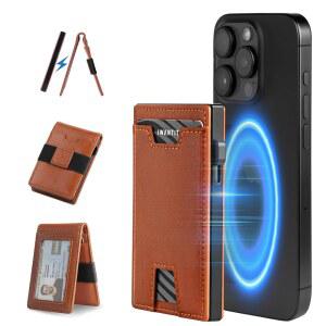 [미국배송] 3 IN 1 마그네틱 탄성 밴드 지갑 팝업 카드 케이스 양면 지갑(오렌지)을 원합니다