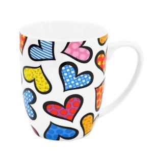 브리토 로메로 본 차이나 커피 머그컵 16.8온스 하트 아트워크 디자인