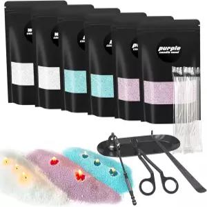 볼루 플라이 캔들 샌드 위드 윅스 리필 가능한 진주 왁스 비즈 제작 키트 4-in-1 액세서리 세트 휴식 요가