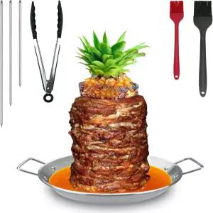 그릴용 수직 꼬치-알 목사 꼬치 스테인리스 스틸 샤와르마 팬 3개의 스파이크가 있는 침(8 /10 /12 )