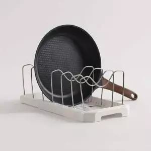 HICKIES 주방 후라이팬 정리대 냄비뚜껑 7구정리 길이조절 선반 씽크대 수납