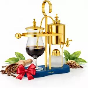 니 벨기에 밸런스 사이폰 진공 커피 메이커 500ml 빈티지 그라비티 브루잉 시스템 골드 피콕 블루 피니시