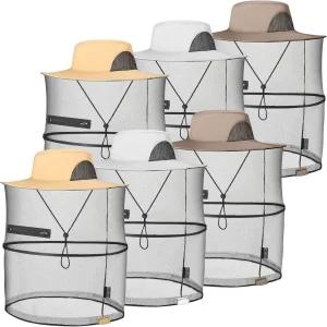 지퍼가 달린 수리오 6개 모기장 모자 선네팅 캡 양봉 파리 보호 메쉬 마스크 모기 얼굴 커버 남성용 야외