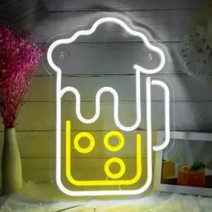 맥주잔 네온사인 업소용 바 술집 홈바 포차 간판 인테 분위기 조명