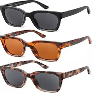 JOLISU 3팩 여성용 풀 렌즈 리딩 선글라스 - UV400 보호 기능이 있는 오버사이즈 선 리더 스프링 힌지 안경