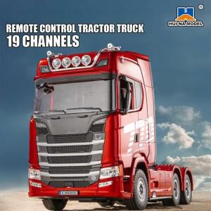 HUINA 1/18 19CH RC 트럭 스카니아 합금 트랙터 2.4G 무선 조종 엔지니어링 트레일러 및 사운드 장난감 어