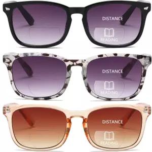 여성용 클래식 레트로 리딩 선글라스용 FSRTEP 바이포칼 선글라스 3팩 UV400 선 리더 안경 금속 스프링