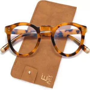 여성용 EASY READ 레트로 라운드 블루 라이트 차단 독서 안경 스프링 힌지 안티 UV 리더기