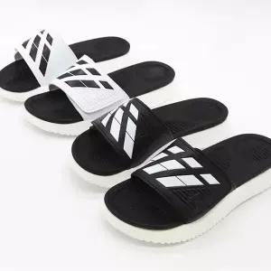 남성 여성 찍찍이 스트랩 가죽 슬리퍼 발편한 라텍스