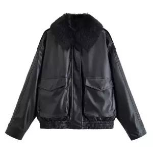 블랙팬서 여성용 가을 코트 가죽 클래식 퍼 재킷 성숙 OPH3