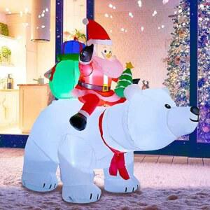 북극곰 타는 산타 크리스마스 눈사람 풍선 장식 공기주입