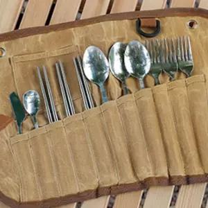 R35 캠핑수저세트 캔버스 커틀러리 세트 캠핑받침대