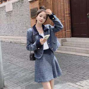 스트레인지 여성용 청 가을 길거리 자켓 세트 패치 데일리룩 키의 숏 KUK3