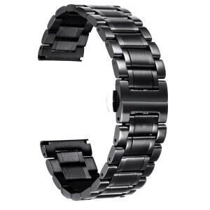 빈룬 스테인리스 스틸 시계줄 12mm-24mm 금속 교체 스마트워치 스트레이트 & 커브드 엔드 남성 삼성 갤럭시워치 6/5/4/3 가민 워치(블랙 22mm)에 적합합니다