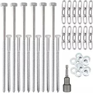 6pcs 3/8 x 8 및 12 헤비 듀티 캠핑장 앵커 비러스트 텐트 스테이킹 스크류 인 동물 보호 키트 트램펄린