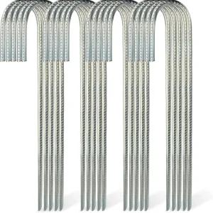 7펜 철근 스테이킹 12인치 - 체인 링크 펜스용 100팩 J자형 트램폴린 및 스포츠 네트용 헤비 듀티 스틸